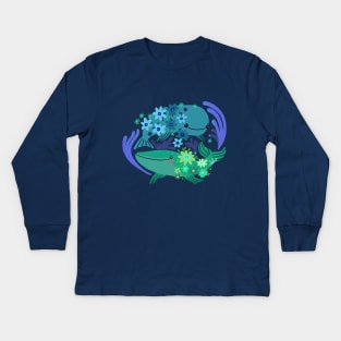 Whales and flowers Kids Long Sleeve T-Shirt